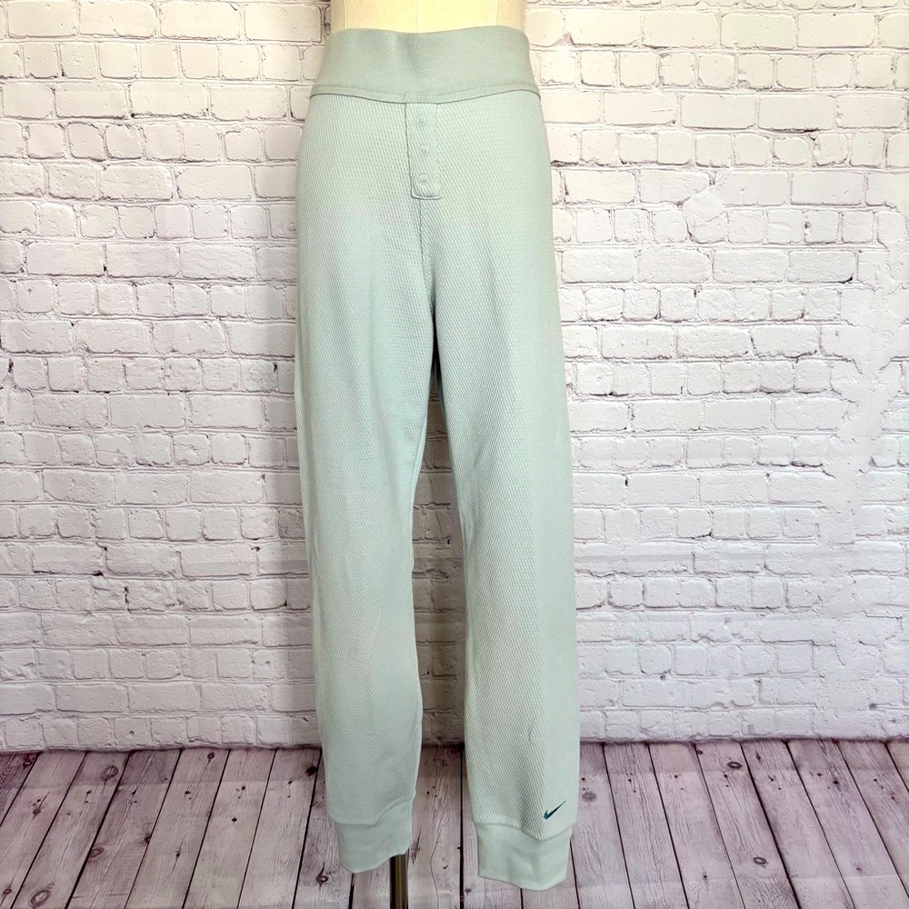 NIKE Slim Fit High Rise Full Length Light Sage Green Waffle Knit Jogger--NWT--L - Picture 9 of 16
